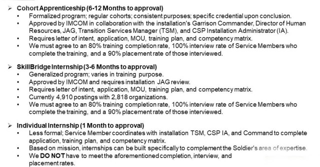 Army Career Skills Program (CSP) allows retiring and separating Soldiers to participate in skills training during their transitional period to improve their civilian employment options.