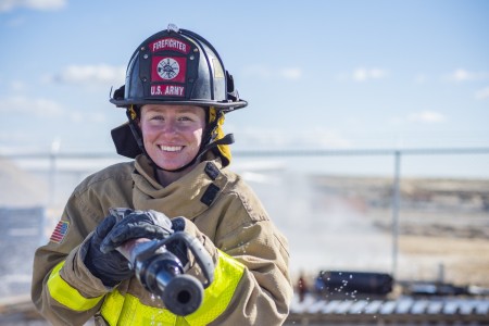 Idaho Army National Guardsman Pfc. Bailey Craig attends her first drill at the Orchard Combat Training Center Feb. 8, 2023, with the organization&#39;s 937th Engineer Detachment. She is the unit&#39;s first female to earn the 12M firefighter military occupational specialty after graduating in December from the Department of Defense&#39;s 68-day basic firefighting training academy at Goodfellow Air Force Base, Texas.