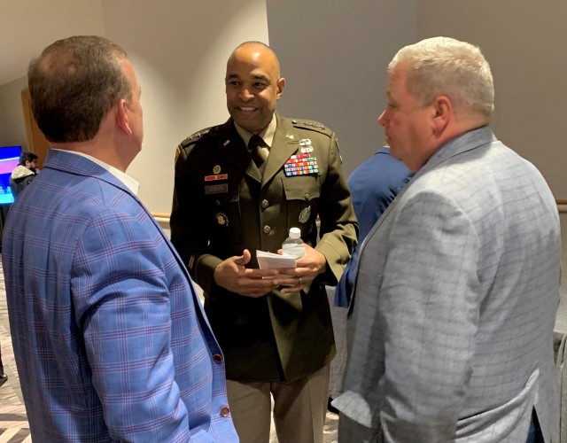 DCS, G-9 Lt. Gen. Kevin Vereen  speaks with community leaders at the Association of Defense Communities National Summit. 