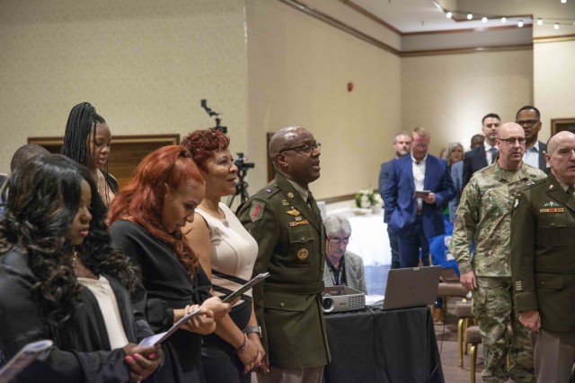 Former USASAC Command Sgt. Maj. Sean Rice retires with 35 years of service during a March 17 ceremony at Redstone Arsenal, Alabama.