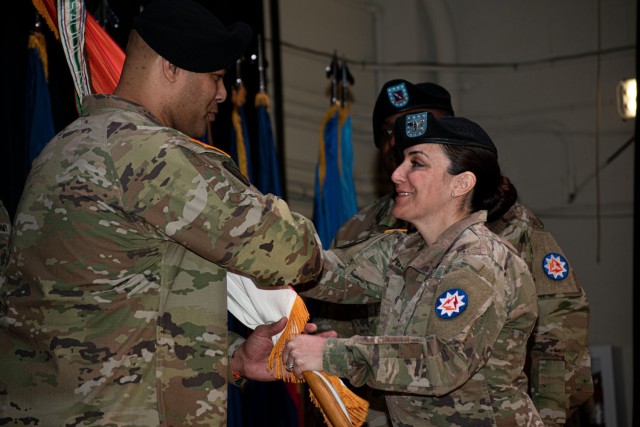 L-R Incoming Command Sgt. Maj. Jovan Velasquez, Col. Kristy Perry