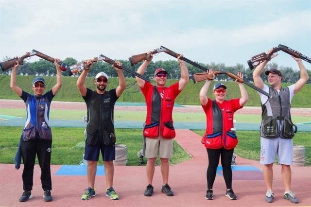 USAMU Soldiers Claim World Cup Gold Medal in Qatar for Trap Mixed Team Match