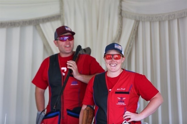 Two USAMU Soldiers Win World Cup Gold Medal in Trap Mixed Team
