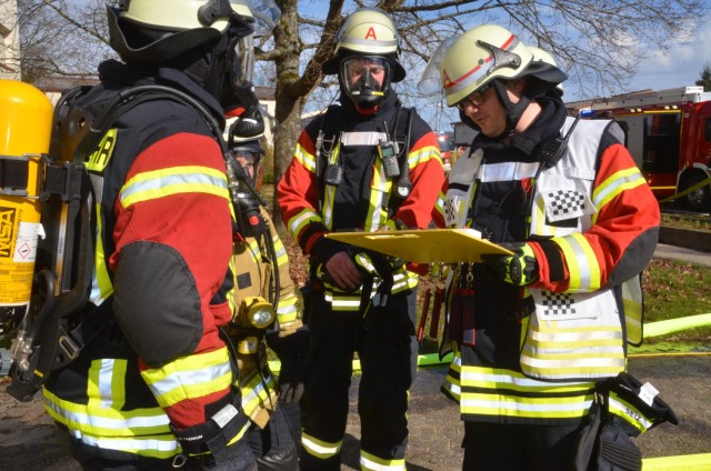 The Miesau volunteer fire department takes accountability at the Miesau Ammunition Depot during the Mutual Aid Exercise March 18.