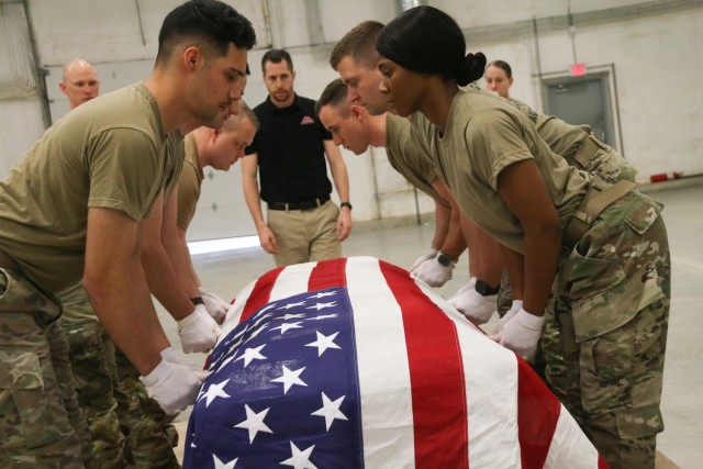 Ten National Guard Soldiers from seven states participate in Military Funeral Honors Level 2 training March 3, 2023, at the State Military Reservation in Virginia Beach, Virginia. Soldiers from Alabama, California, Georgia, Kentucky, Maryland,...