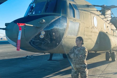 Polonia Aristy, an electrical fabrication technician for the Technical Integration Division in the Technology Development Directorate, deployed with the Army Reserve in 2022 as an aircraft technical inspector, supporting Operation Inherent Resolve and Operation Spartan Shield. 