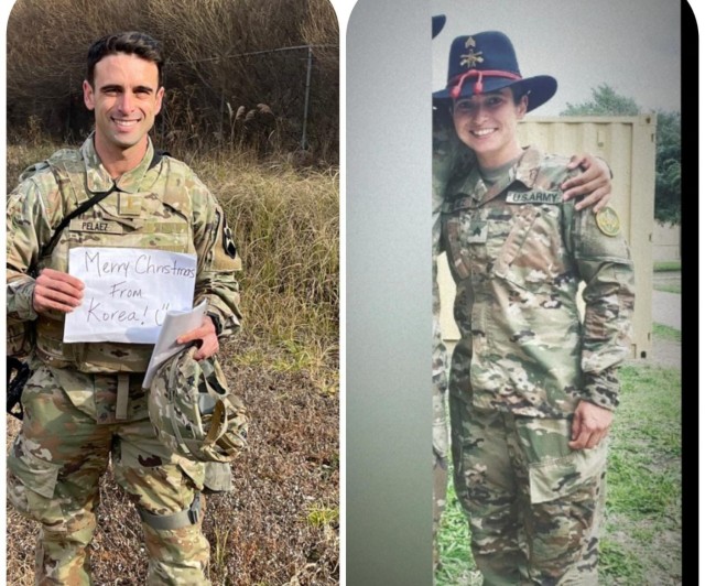 First Lt. Albert Pelaez, left and sister, Sgt. Rebeca Pelaez switched careers to join the Army. Albert was an elementary education teacher while Rebeca served as an EMT.