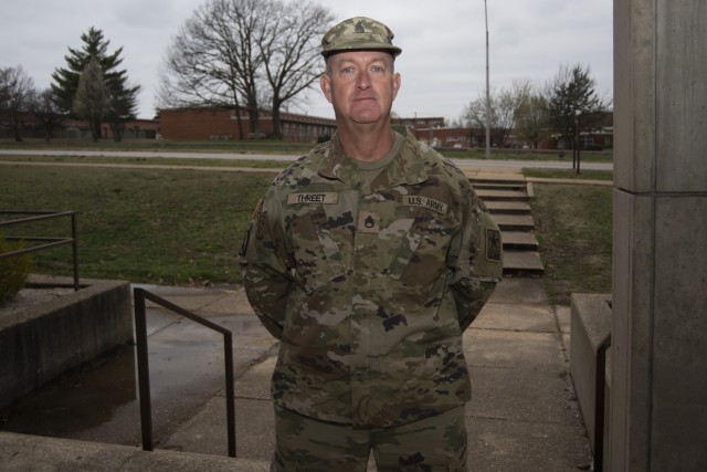Staff Sgt. Randall Threet graduates basic combat training today with Company F, 1st Battalion, 48th Infantry Regiment. The 50-year-old returned to Army service after a 17-year break to finish what he started, he said. Threet initially attended BCT...
