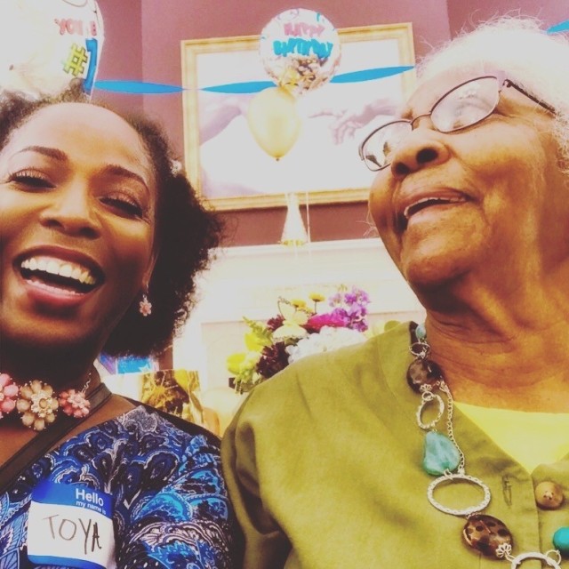 LaToya Sizer with her grandmother, who will turn 94 in June 2023.