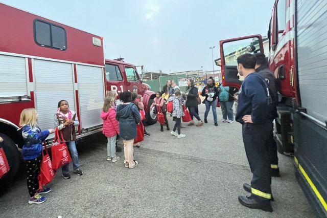 VICENZA, Italy – Vicenza Brownie Girl Scouts Troop #53 members visit the Fire Department Station on Caserma Ederle Feb. 22, 2023, as a joint experience with American Red Cross and the Vicenza Health Clinic representatives. The training given to...