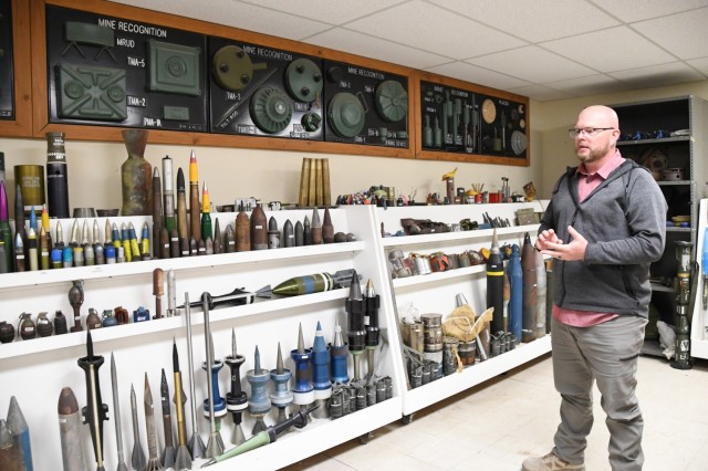 Ben Wallace, Ammunition Recovery supervisor, shows Demo’s library of ordnance. The room is filled with inert ammunition, associated parts, and training aids. “All this ordnance represents items that have been fired and recovered here,”...