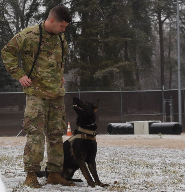 Spc. Joseph J. Lane and Military Working Dog Nick