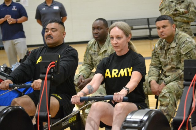 Col. Theresa Lewis during rowing competition at Army Adaptive Sports Camp.