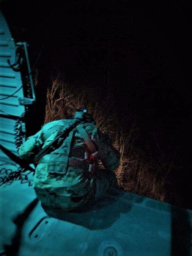 Sgt. Gabriel Weston, Tennessee Army National Guard Black Hawk helicopter crew chief, locates a hiker in distress and prepares a hoist rescue in Great Smoky Mountains National Park near the Silers Bald Shelter along the Appalachian Trail early...