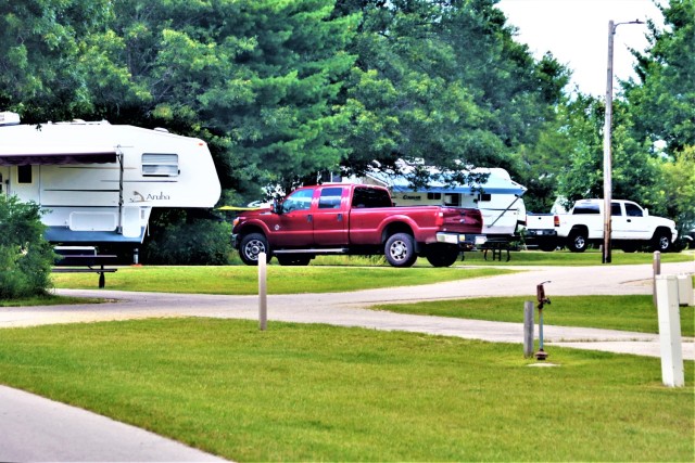A scene at Pine View Campground is shown July 28, 2022, at Fort McCoy, Wis. Pine View Campground is part of Pine View Recreation Area. This area also includes Whitetail Ridge and Sportsman’s Range. The campground is nestled in a wooded area...