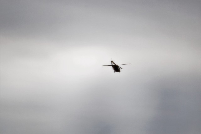 An aircrew with the Wisconsin National Guard’s 1st Battalion, 147th Aviation Regiment operates a UH-60 Black Hawk helicopter April 7, 2023, at Fort McCoy, Wis. Members of the unit regularly complete training operations at Fort McCoy and the unit...