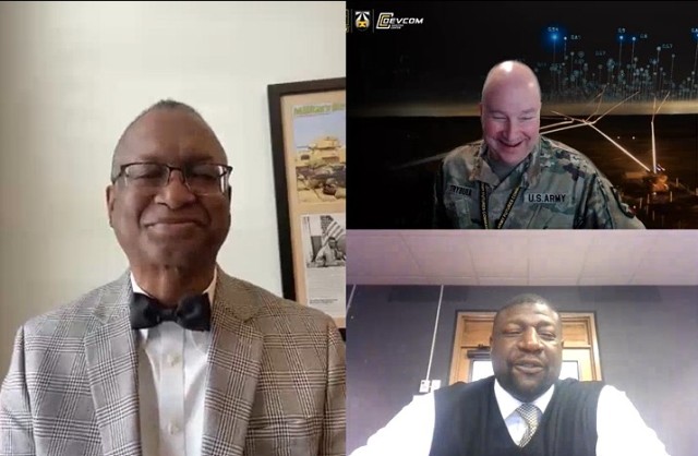 Guest speaker, retired Col. Dwayne Wager; DAC Interim Director Brig. Gen. David Trybula and chief of the Experimentation Cell Office, Mr. Brian Wilder, all participated in a virtual panel to talk about their perspectives on leadership to the DAC workforce. 