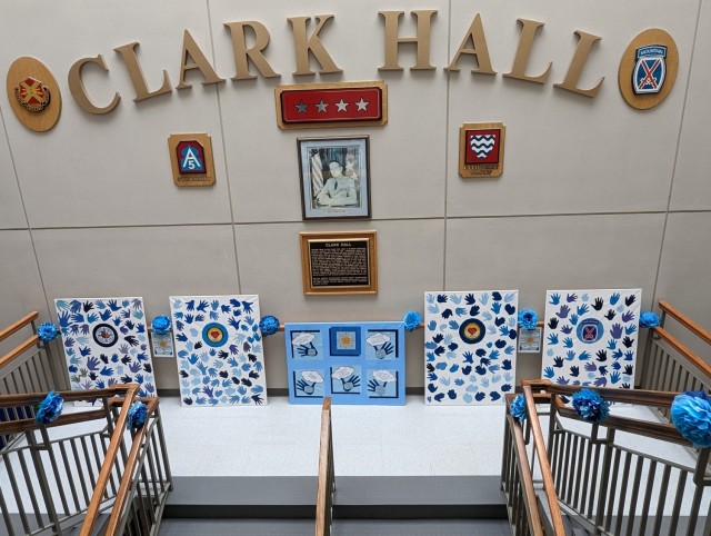 The Fort Drum Family Advocacy Program’s Blue Bike Project hopes to draw the attention of Soldiers and family members at Clark Hall and to raise awareness during Child Abuse Prevention Month in April. (Photo by Mike Strasser, Fort Drum Garrison...