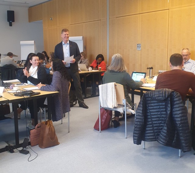 Geert-Jan Hendriks, IMCOM-Europe, G-4, housing management specialist, was one of the trainers for a recent housing training focused on management of general officer quarters.