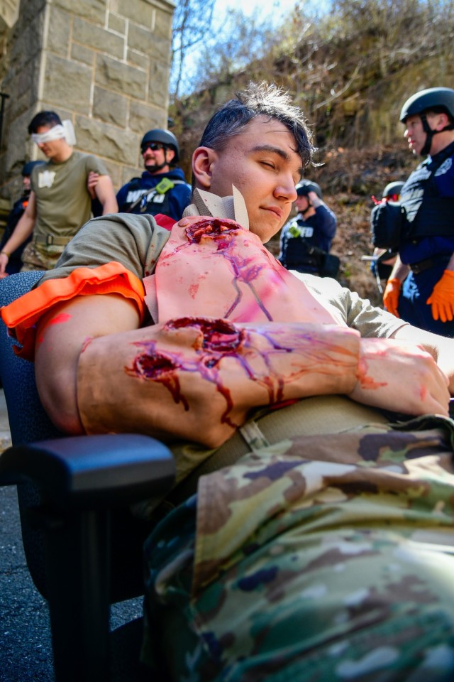 To counter an active-shooter threat, military, civilian, federal and state law enforcement, emergency response and medical personnel from the U.S. Military Academy conducted a full Force Protection Exercise on March 29 at West Point.