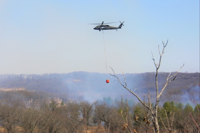 Wisconsin Army National Guard UH-60 Black Hawk crew holds 2023 Bambi bucket training at Fort McCoy