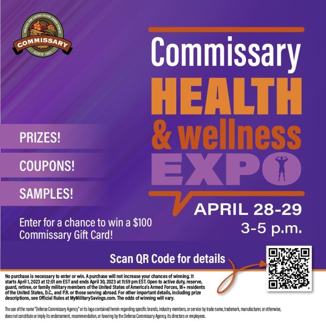 Select commissaries host healthy lifestyle event, April 28-29, offering giveaways, coupons, samples; all patrons worldwide can participate in contest for $100 gift card