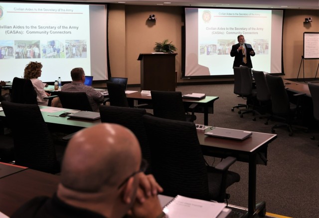 Army Casualty Assistance Center chiefs from around the globe attend annual training at Fort Knox April 27, 2023, where U.S. Army Installation Management Command casualty manager Michael Main spoke about resources available to them.