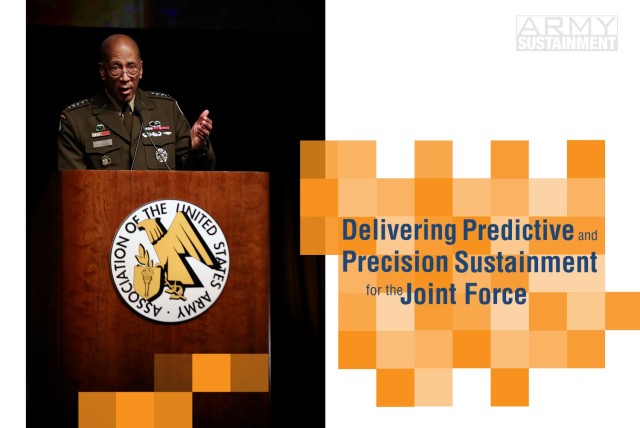 Gen. Charles Hamilton, Army Materiel Command commanding general, provides keynote remarks during the Association of the U.S. Army Global Force Symposium in Huntsville, Alabama March 30, 2023.