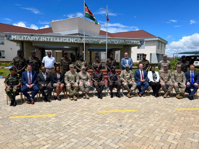 Representatives of U.S. Army Cyber Command were part of a 13-member U.S. delegation that supported U.S. Africa Command’s first Kenyan Cyber Workshop at the Kenyan Military Intelligence Corps Headquarters at the Embakasi Garrison in Nairobi, Kenya, April 24-26, 2023. The delegation met with Kenya Defense Forces (KDF) at their request to conduct an initial engagement to gain consensus on the long-term objectives of a bilateral cyber partnership. The delegation developed draft high-level requirements in support of creating a multi-year, multi-phased cybersecurity capacity building program. KDF leadership was thoroughly engaged throughout the workshop and expressed their appreciation for the support and recommendations provided by the delegation. (Courtesy photo)