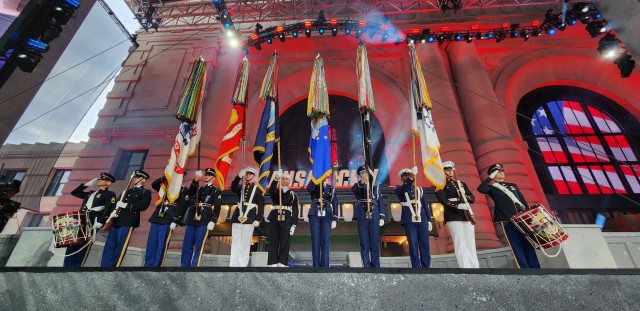 The Joint Armed Forces Color Guard and drummers from the U.S. Army Field Band presented the colors at the 2023 NFL Draft on April 27, 2023, in Kansas City, Missouri. The color guard represented all six branches of the military with service members from Washington, D.C. 
