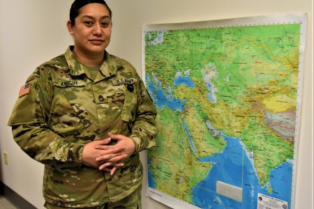 Sgt. 1st Class Lisa Tavai Knight is the only person within the U.S. Army Sustainment command who holds the position as a geospatial engineer. She is also the only uniformed person within the U.S. Army Materiel Command with this position. Knight makes maps and geographics products that are critical to ASC/AMC in supporting exercises and operations worldwide.