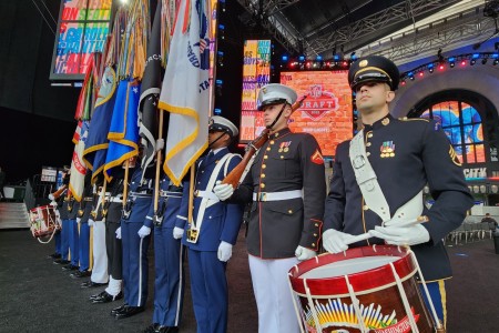 Joint Armed Forces Color Guard Takes the Field in Los Angeles