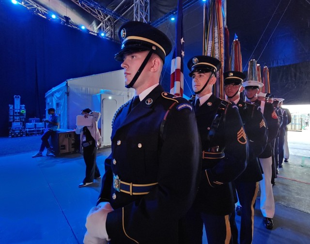 The Joint Armed Forces Color Guard and drummers from the U.S. Army Field Band presented the colors at the 2023 NFL Draft on April 27, 2023, in Kansas City, Missouri. The color guard represented all six branches of the military with service members from Washington, D.C. 