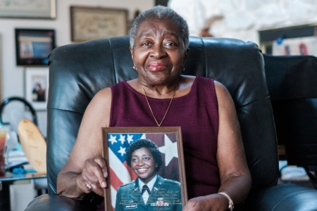 Retired Brig. Gen. Clara Leach Adams-Ender poses for a photo at her home in Lake Ridge, Virginia, Oct. 31, 2021. She spent 34 years as an Army nurse overcoming all the challenges that came her way. 