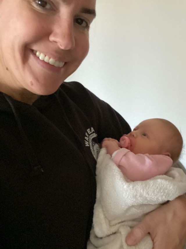 Kate Bales, an Army spouse and registered nurse, helped Italian neighbors deliver their baby girl, Margherita, in the early morning hours of April 2 in Vicenza, Italy.