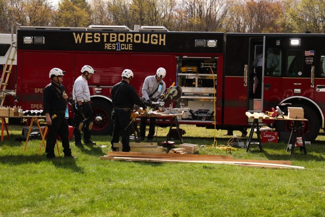 Westborough Fire Department participating in emergency response training held at Devens RFTA