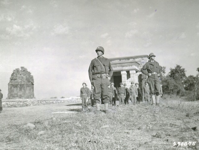 Lt. Col. Charles N. Hunter, acting commander, addressses troops during the activation of the 5307th Composite Unit (Provisional) on Jan. 1, 1944.