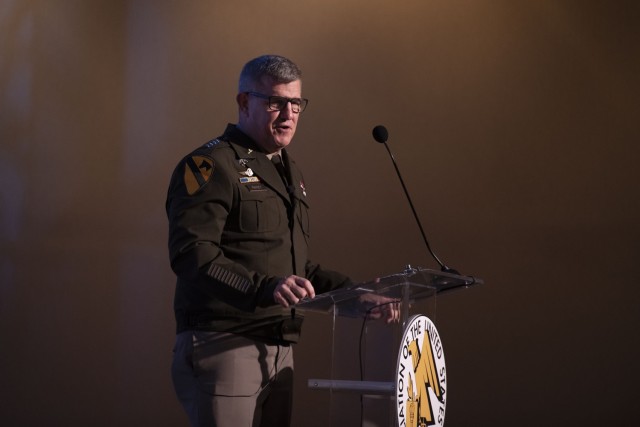 Gen. James Rainey, commander of Army Futures Command, speaks about emerging warfighting concepts during the 2023 Association of the U.S. Army Land Forces Pacific Symposium (LANPAC) on May 19, 2023. 