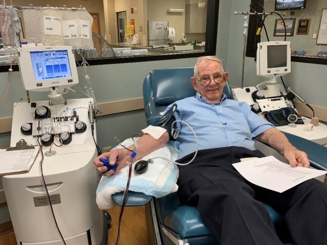 Al Whitney donates 1,030th pint of platelets at Fort Bragg Blood Donor Center
