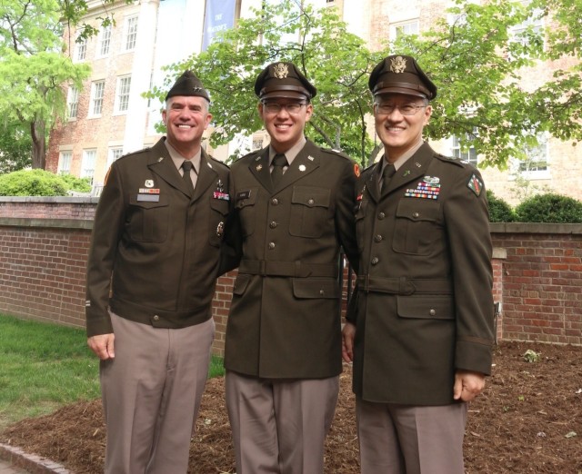 Maj. Gen. Antonio V. Munera, Chaplain (Lt. Col.) Daniel D. Kang and 2nd Lt. Steven Shinyoung Kang