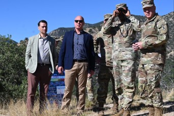 FORT HUACHUCA, Ariz. — Lt. Gen. Milford H. Beagle, Jr., U.S. Army Combined Arms Center and Fort Leavenworth commanding general, with Command Sgt. Maj. S...