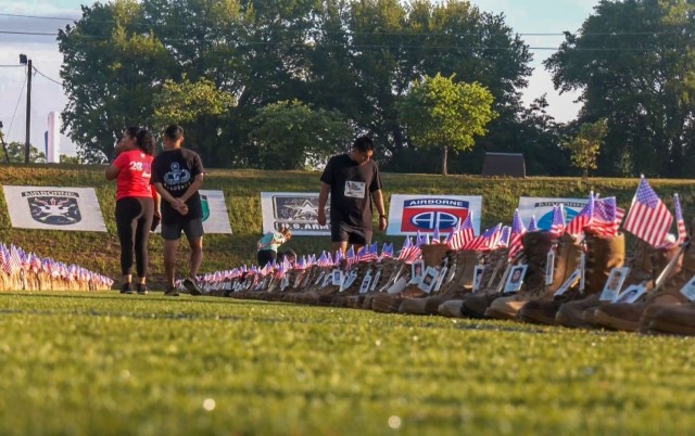 Thousands of boots at Fort Bragg stand in memory of fallen Soldiers.