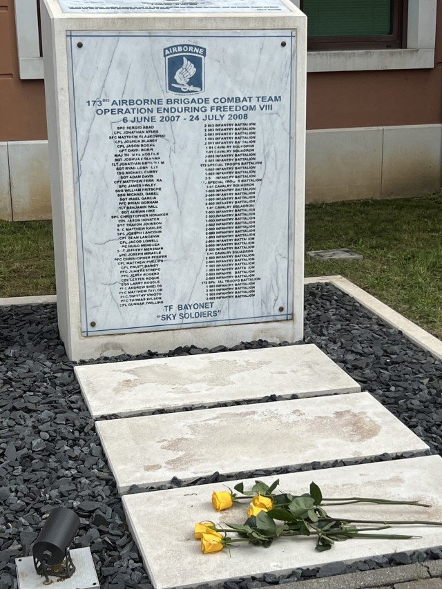 Memorial of the fallen from 173rd Airborne Brigade during Operation Enduring Freedom.