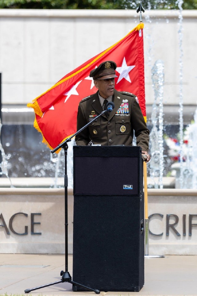 Gen. Charles Hamilton, AMC CG, provided the keynote remarks at Huntsville&#39;s Memorial Day Ceremony on May 29, 2023. 
