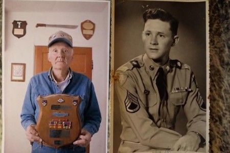 TRINIDAD, Colo. — A recent photo of Retired Command Sgt. Maj. Chandler Caldwell sits next to a historic photo of him during his service in the U.S. Army.