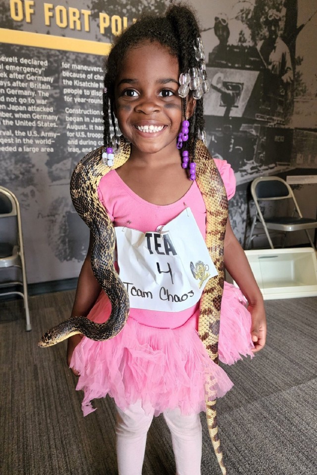 Fort Polk hosts hundreds of fun and educational events for the community each year. During the 2021 Amazing Race, a young participant interacted with Luigi, a captive-bred Louisiana pinesnake. Fort Polk NRC biologists have educated over 6,000...