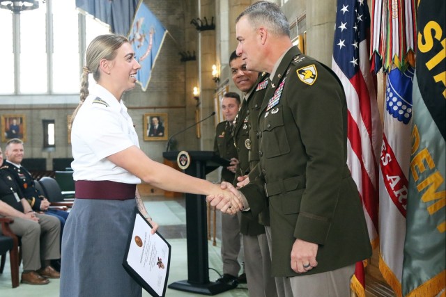 Top Cadets Receive Medals For Their Reflective Essays During Pershing Writing Award Ceremony