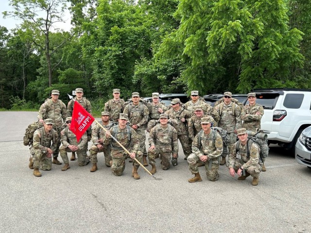 Soldiers with the U.S. Army Prime Power School completed a ruck march in Rolla on Monday, in honor of Memorial Day. During the ruck march, the Soldiers stopped at Veterans Memorial Park to attend a Memorial Day ceremony under the pavilion many of those Soldiers helped construct earlier in the spring as a volunteer project.