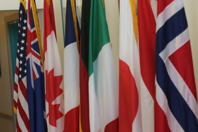 A photo of flags from participating countries.