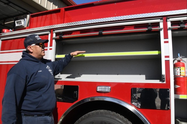 Garrison’s new fire engine is also equipped with important details such as reflective tape inside the side utility compartments. “All these high visibility tapes are important to been seen on roads at night,” explains Fire Fighter and...